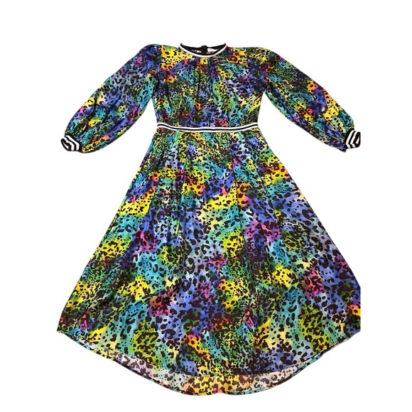 HUNTER BELL Multicolored Leopard Printed 100% Silk Leopard Casper Dress size 8 - Picture 6 of 12